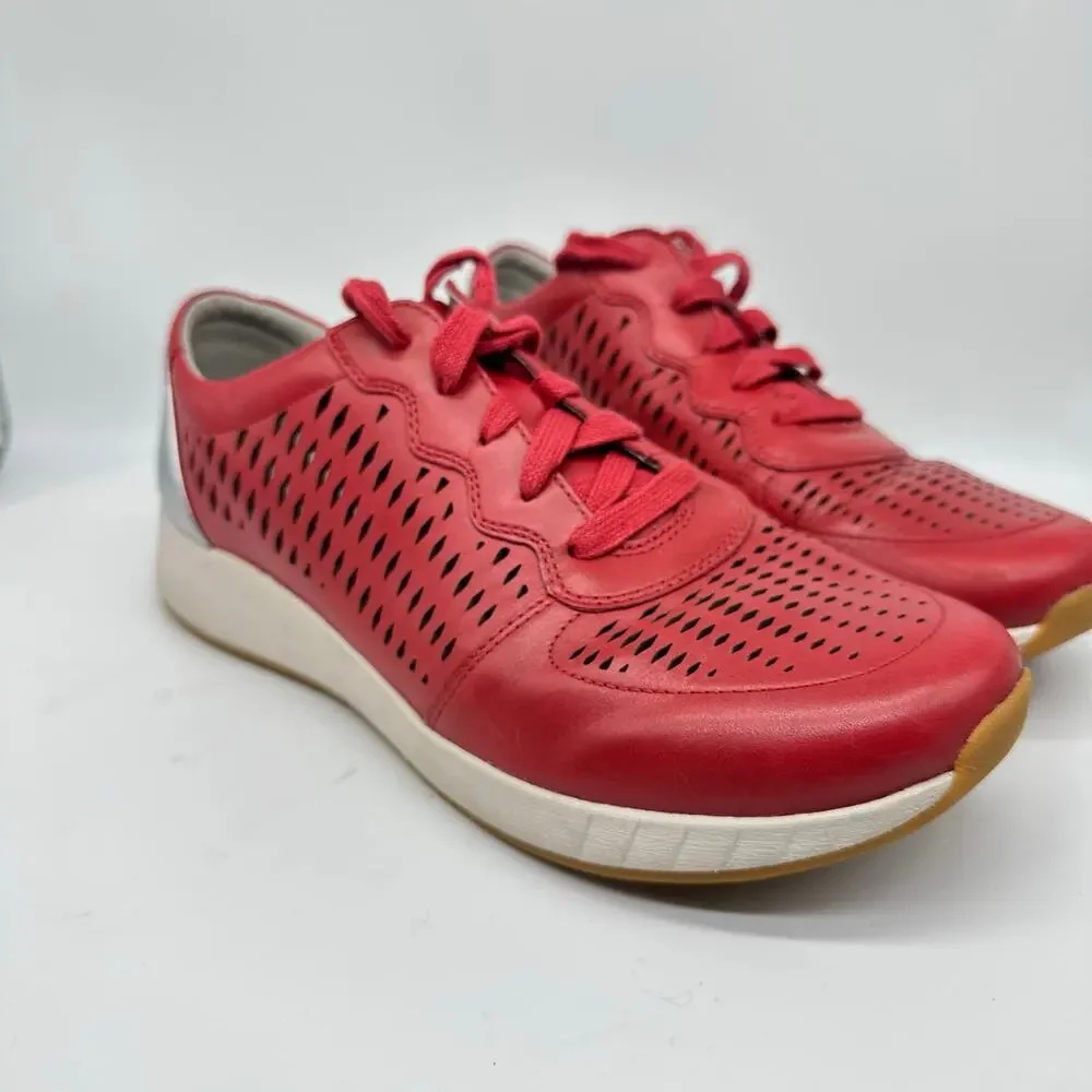 Dansko Charlie Red Leather Low Cut Fashion Sneaker Womens Size EU41 US 10
